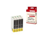 - x4 Cartouche compatible pour EPSON T1291 XL T1291XL Noir Pomme