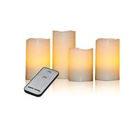 X4-Life 701391 Bougies LED en cire avec télécommande, Lot de 4, crème, 15 x 7,5 x 7,5 cm