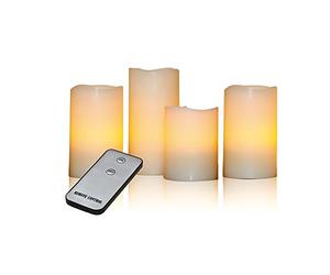 X4-Life 701391 Bougies LED en cire avec télécommande, Lot de 4, crème, 15 x 7,5 x 7,5 cm