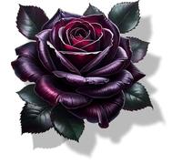 x4 Stickers en vinyle Fleur de rose violette foncée Couvre-marques Non transparents Imperméables Décalcomanies florales 1@ 7.9 pouces de haut Idéal pour les toilettes ou la voiture. 3@ 2.8 pouces de