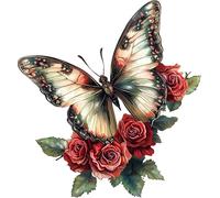 x4 Stickers vinyle papillon rouge et fleur, marques de couverture non transparentes et autocollants résistants aux intempéries multi-usages 1@5,9pouces 1@4,7pouces & 2@2,8pouces pour toilettes, mur