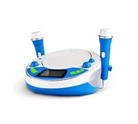 X4 Tech Bobby Joey Jam Box Lecteur CD Enfants Bluetooth, AUX, CD, USB, SD avec Fonction karaoké, avec Microphone Bleu
