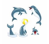 x5 Autocollants Amusants Dauphin pour Décoration Murale, Couvrant les Marques, Tasses & Gobelets, Pare-chocs de Voiture, Douche & Carreaux, Toilettes, Ordinateur Portable & Plus - Autocollants en