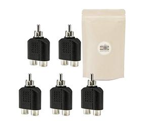 X5 Doubleur RCA Adaptateur Audio 2 Fiche Femelle vers 1 Prise RCA Male Diviseur Separateur Duplicateur de Signal - ADAPTOUT Marque FRANÇAISE