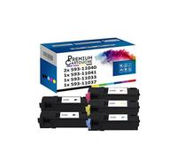 - x5 Toners - 593-11040 x2 + 11041 + 11033 + 11037 (Noir (x2) + Cyan + Magenta + Jaune) - Compatible pour Dell 2