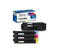 - x5 Toners - TK580K (x2) + TK580C + TK580M + TK5 (Noir (x2) + Cyan + Magenta + Jaune) - Compatible pour Kyocera