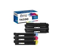 - x5 Toners - TK590K (x2) + TK590C + TK590M + TK5 (Noir (x2) + Cyan + Magenta + Jaune) - Compatible pour Kyocera