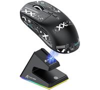 X6 Souris Superlight 49 g avec Station de Chargement Magnétique, PixArt PAW3395, Souris de Jeu sans Fil/Filaire BT/2,4 G, Noir
