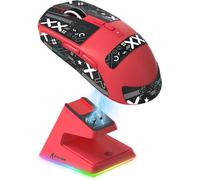X6 Souris Superlight 49 g avec Station de Chargement Magnétique, PixArt PAW3395, Souris de Jeu sans Fil/Filaire BT/2,4 G, Rouge