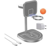 X85 Chargeur Induction 3-En-1 \U2013 Station De Charge Sans Fil Pour Iphone 16/15/14/13/12, 5w Pour Apple Watch 10/9/8/7/Ultra, 5w Pour Airpods 4/3/2 Pro, Aluminium, Design Fun Et Basketball \U2013 Gr