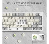 X86 Clavier Mécanique Sans Fil,Clavier De Jeu 75% Entièrement En Aluminium Cnc,Clavier Rgb À Échange À Chaud Avec Bouton,Clavier Filaire Bt/2,4G/Usb-C Pour Mac/Win - Blanc Étoilé