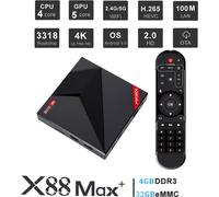 X88 MAX+ TV Box pour Android 9.0 4GB RAM 32/64GB ROM USB TYPE-C 2.4G/5Gz Dual WiFi 4K Smart Set Top Australian Regulations