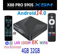 X88 PRO Amlogic S905 X5M Android 14.0 Quad Core 8K décodage vidéo Assistant vocal AI SR 1000M LAN Wifi6 BT5.0 boîtier TV intelligent,UE Plug[Z25]