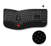 X9 Clavier ergonomique sans fil avec boule de commande - Rechargeable, rétroéclairé, boutons de souris intégrés - Clavier divisé 2,4 G pour PC Windows et Chrome