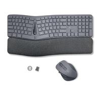 X9 Combo clavier ergonomique sans fil - Type confortablement plus long - Clavier ergonomique 2,4 G/Bluetooth sans fil, touches silencieuses, repose-poignet, multi-appareils, rechargeable pour