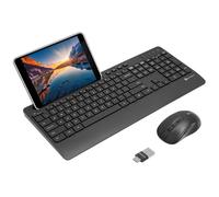 X9 Ensemble clavier et souris sans fil USB-C - Compatibilité double port USB (USB C + A) - Ensemble clavier polyvalent sans fil avec support de téléphone de 20,3 cm et 113 touches - Ensemble clavier