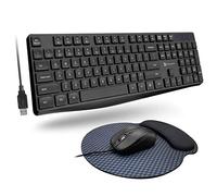 X9 Performance Ensemble clavier et souris filaire USB avec tapis de souris rembourré en mousse à mémoire de forme - 104 touches avec câble de 1,5 m pour PC | Chrome - (4 modes DPI)