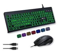 X9 Performance Ensemble clavier et souris rétroéclairés - Facile à voir - Filaire USB, 107 touches, LED 7 couleurs, 4 modes DPI - Clavier à grande lettre pour malvoyants et personnes âgées - Pour PC