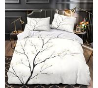 X9A7C5E3G Housse de Couette Branche Florale Chambre Moderne ado | Super king（260x220cm）microfibre légère toucher doux anti-allergie fermeture éclair changement rapide déco étudiant cadeau