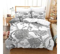 X9A7C5E3G Housse de Couette Fleurs Chambre ado Moderne | Single（140x200cm）microfibre respirant toucher doux anti-allergie entretien facile fermeture éclair changement rapide cadeau