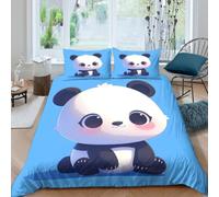 X9A7C5E3G Parure de lit Panda Mignon ado Enfant | Single（140x200cm）microfibre douce toucher hypoallergénique fermeture éclair déco chambre idée cadeau