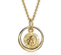 Xaana AMZ0572 Chaîne de baptême avec zircone et pendentif ange gardien bénédiction de Dieu sur tous vos chemins en or jaune 333 avec chaîne en argent plaqué or 36/38 cm, Or, Zircone cubique