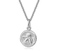 Xaana AMZ0595 Chaîne de baptême avec pendentif ange gardien Dieu vous protège avec chaîne 36/38 cm en argent sterling 925 rhodié, Argent sterling