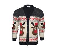 Xact Cardigan de Noël à Boutons pour Homme Rudolf Le Renne (Ink) M