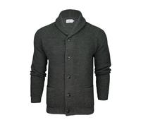 Xact Cardigan Homme en Tricot Gaufré avec Col Châle, Mélange de Laine (Waffle - Dark Grey Marl) M