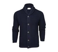 Xact Cardigan Homme en Tricot Gaufré avec Col Châle, Mélange de Laine (Waffle - Ink) XXL