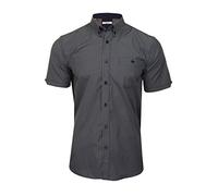 Xact Chemise à Carreaux Vichy à Manches Courtes pour Hommes, col boutonné, Coupe régulière (Grey/Navy) M