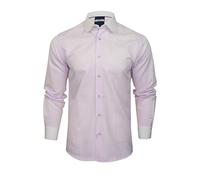 Xact Chemise à col Club/Penny pour Hommes en Motif Chevron, avec col et Poignets Contrastants Blancs. (Herringbone Lilac) XL