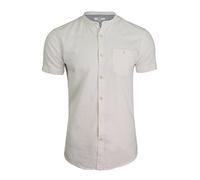 Xact Chemise à col de Grand-père/à col Mao en Lin à Manches Courtes pour Hommes (White) M