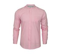 Xact Chemise à col de Grand-père/à col Mao en Lin à Manches Longues pour Hommes (Pink) L