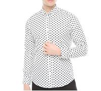 Xact Chemise à pois pour homme à manches longues avec col boutonné