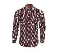 Xact Chemise à Pois pour Homme à Manches Longues avec col boutonné (Burgundy/White) M