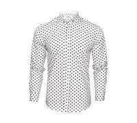 Xact Chemise à Pois pour Homme à Manches Longues avec col boutonné (White/Black) XL