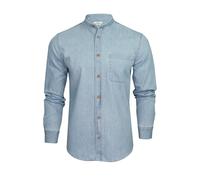 Xact Chemise Col Mao Denim 6,6 oz Hommes, Manches Longues, Coupe Régulière