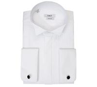 Xact Chemise de Smoking Formelle pour Hommes avec Poignets Doubles - Boutons de Manchette Inclus (White - Wing Collar - Pleated Fly Front) 53