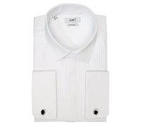 Xact Chemise de Smoking Formelle pour Hommes avec Poignets Doubles - Boutons de Manchette Inclus (White - Standard Collar - Pleated Fly Front) 53