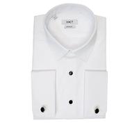 Xact Chemise de Smoking Formelle pour Hommes avec Poignets Doubles - Boutons de Manchette Inclus (White - Standard Collar - Black Buttons) 49