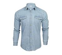 Xact Chemise en Denim de 6,6 oz pour Hommes à Manches Longues (Light Blue Denim) XXL