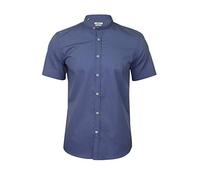 Xact Chemise en Popeline à col Grand-père/à col Mao pour Hommes à Manches Longues (Dusky Blue) L