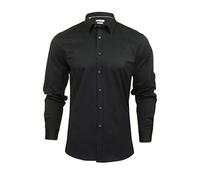 Xact Chemise en Popeline Extensible pour Homme à Manches Longues, Coupe ajustée (Black) XXL