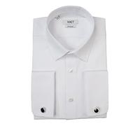 Xact Chemise Formelle Unie en Popeline pour Hommes avec Double Poignet et Boutons de Manchette - Coupe régulière (White) 44