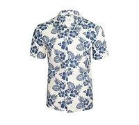 Xact Chemise Hawaïenne Homme 100% Coton Manches Courtes Col Cubain Imprimé Floral Tropical Été Plage Vacances Coupe Droite, Manches Courtes (Chambal - Bright White) L