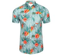 Xact Chemise Hawaïenne Motifs Floraux Hommes, 100% Coton, Manches Courtes