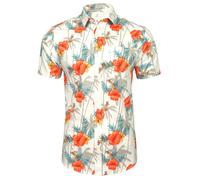 Xact Chemise Hawaïenne Motifs Floraux Hommes, 100% Coton, Manches Courtes