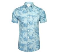 Xact Chemise Hawaïenne Motifs Floraux Hommes, 100% Coton, Manches Courtes