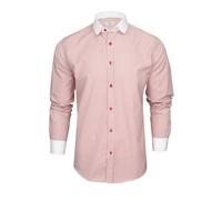 Xact Chemise Hommes Rayures, Longues, Col Penny/Club Blanc, Poignets Blancs Slim